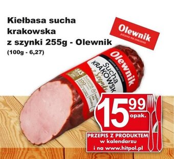 Hitpol Olewnik kiełbasa sucha krakowska z szynki 255g oferta