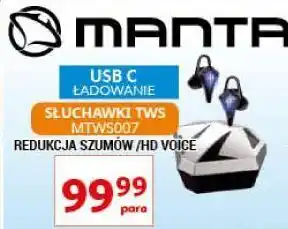 Auchan Słuchawki bezprzewodowe mtws007 manta oferta