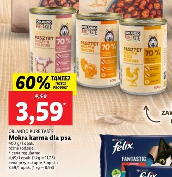 Lidl Karma dla psa kurczak orlando pure taste oferta
