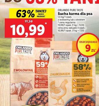Lidl Karma dla psa z wołowina orlando pure taste oferta