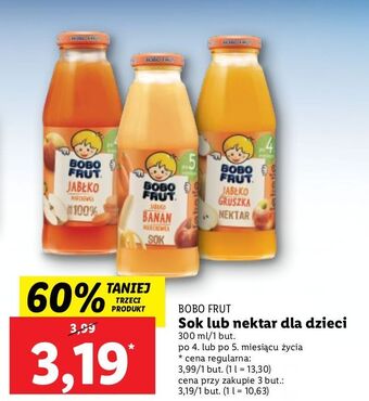 Lidl Nektar jabłko i gruszka bobo frut oferta