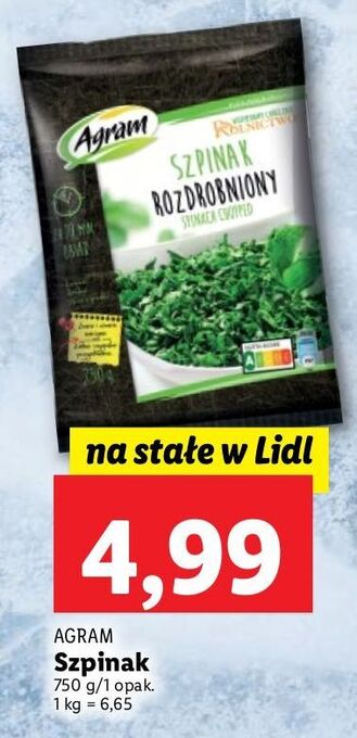 Lidl Szpinak rozdrobniony agram oferta