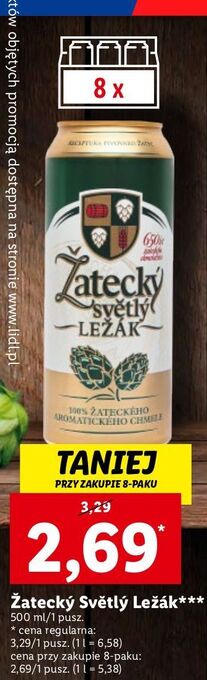 Lidl Piwo zatecky svetly lezak oferta
