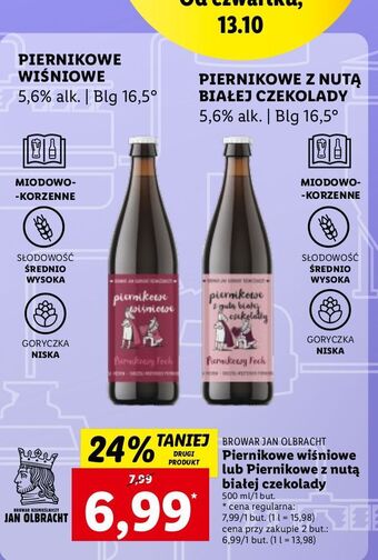Lidl Piwo jan olbrach piernikowe z nutą białej czekolady oferta