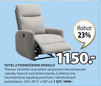 JYSK fotel z podnóżkiem vonsild oferta