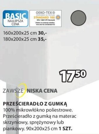 JYSK prześcieradło z gumką 90x200x25cm oferta