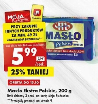 Biedronka mlekovita masło ekstra polskie, 200g oferta