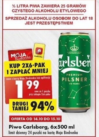 Biedronka carlsberg piwo 6x500ml oferta
