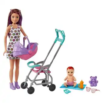 Auchan Barbie - opiekunka lalka skipper wózek + bobas gxt34 oferta