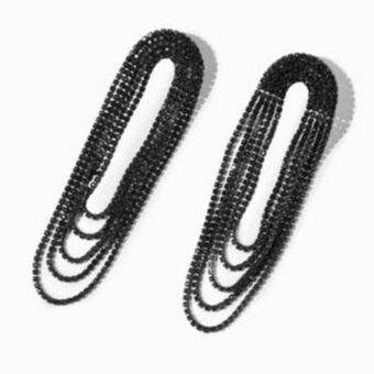 Claire's Black rhinestone lasso 3" drop earrings oferta