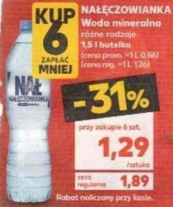 Kaufland Nałęczowianka woda mineralna 1,5L oferta