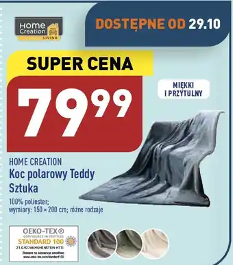 ALDI Koc polarowy 150 x 200 cm teddy home creation oferta