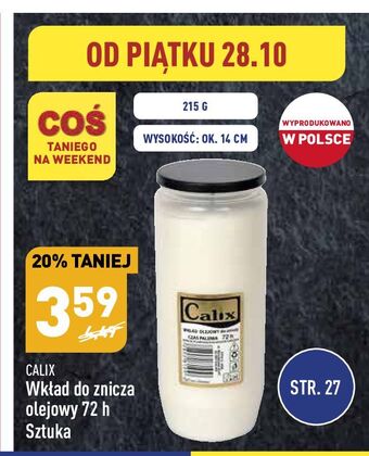 ALDI Wkład olejowy do znicza 72 h 215 g calix oferta