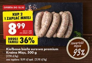 Biedronka Kiełbasa biała surowa premium kraina mięs oferta