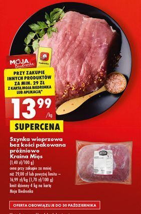 Biedronka Szynka wieprzowa bez kości kraina mięs oferta