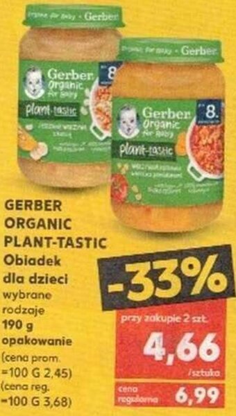 Kaufland gerber organic plant-tastic obiadek dla dzieci 190g oferta