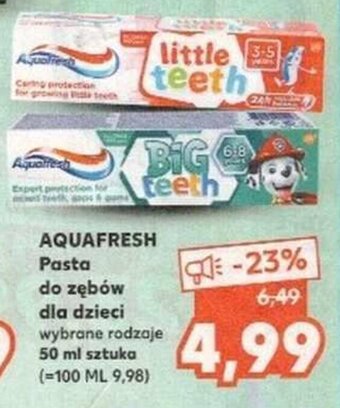 Kaufland aquafresh pasta do zębów dla dzieci 50ml oferta