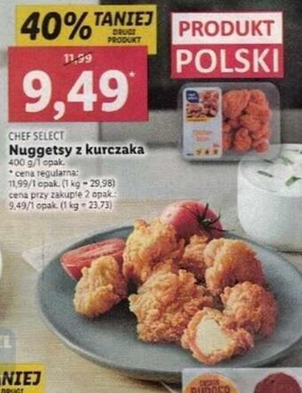 Lidl Chef select Nuggetsy z kurczaka 400 g oferta
