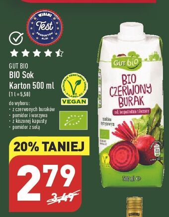 ALDI Sok z buraków czerwonych gut bio oferta