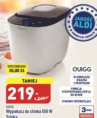 ALDI Wypiekacz do chleba 550w quigg oferta