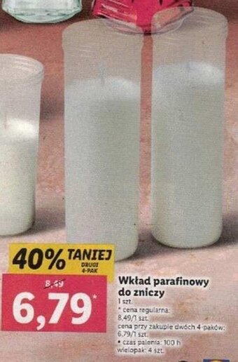 Lidl Wkład parafinowy do zniczy 1 sztuka oferta