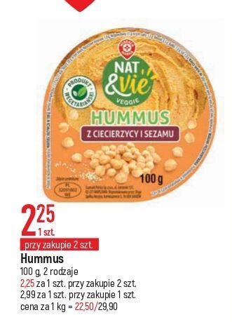 E.Leclerc Hummus z ciecierzycy i sezamu wiodąca marka nat & vie oferta