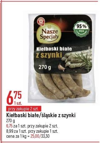 E.Leclerc Kiełbaski śląskie z szynki wiodąca marka nasze specjały oferta