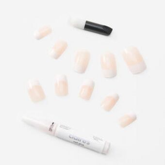 Claire's Pink french tip xl square vegan faux nail set - 24 pack oferta