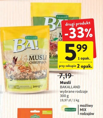 Intermarche bakalland musli wybrane rodzaje 300g oferta