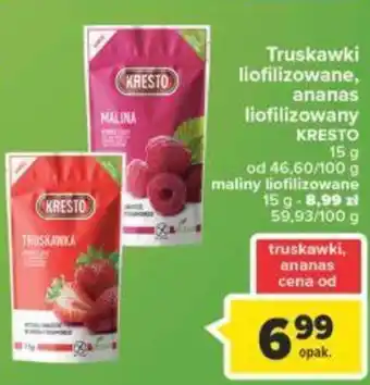 Carrefour Kresto truskawki liofilizowane, ananas liofilizowane oferta