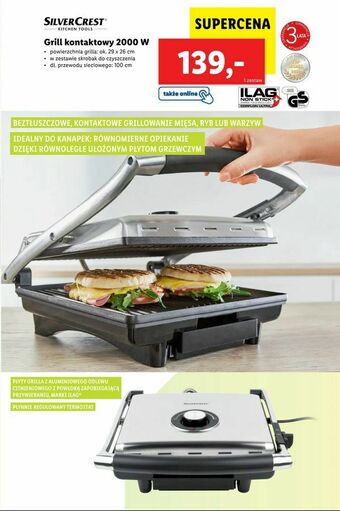 Lidl Grill kontaktowy 2000 W oferta