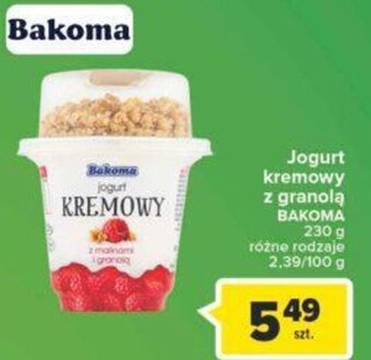 Carrefour Bakoma jogurt kremowy z granolą 230g oferta