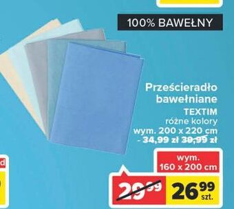 Carrefour Prześcieradło bawełniane 200 x 220 cm textim oferta