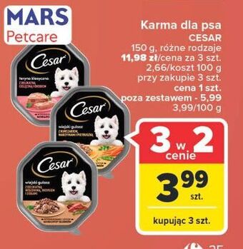 Carrefour Karma dla psa wiejski gulasz z delikatną wołowiną indykiem i ziołami cesar (karma) oferta
