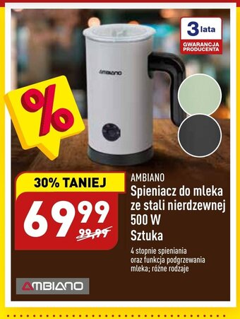 ALDI ambiano spieniacz do mleka ze stali nierdzewnej 500w oferta