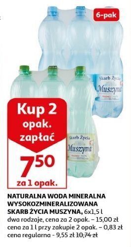 Auchan Woda gazowana muszyna skarb życia oferta