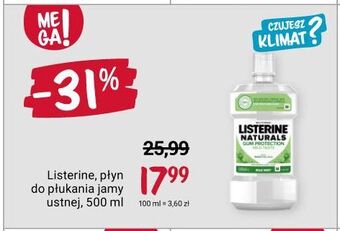 Rossmann Płyn do płukania ust mild mint listerine naturals gum protection oferta