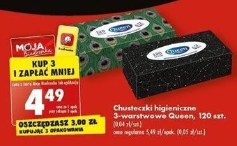 Biedronka Chusteczki higieniczne 3-warstwowe queen oferta