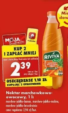 Biedronka Sok marchew-banan-jabłko riviva oferta