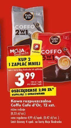 Biedronka Kawa rozpuszczalna 2 w 1 cafe d'or coffo oferta