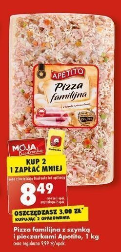 Biedronka Pizza z szynką i pieczarkami apetito oferta
