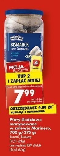 Biedronka Filety śledziowe w zalecie octowej bismarck marinero oferta