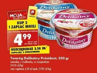 Biedronka Twaróg delikatny z rzodkiewką president oferta