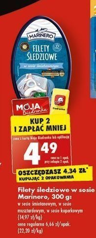 Biedronka Filety śledziowe w sosie śmietanowym marinero oferta