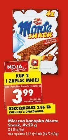 Biedronka Baton mleczny zott monte snack oferta