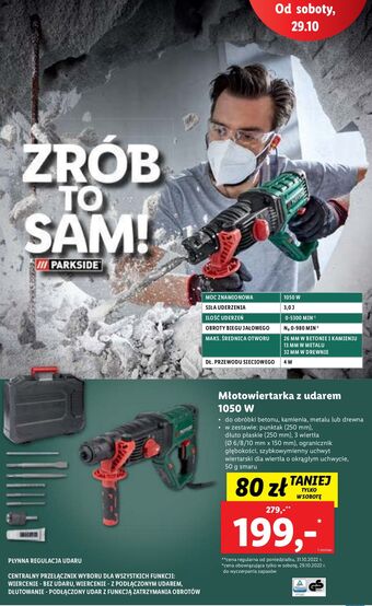 Lidl Młotowiertarka z udarem 1050w parkside oferta