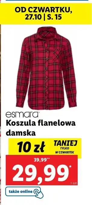 Lidl Koszula flanelowa damska esmara livergy oferta