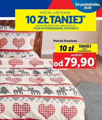 Lidl Komplet pościeli flanelowej 220 x 200 cm + 2 70 80 livarno home oferta