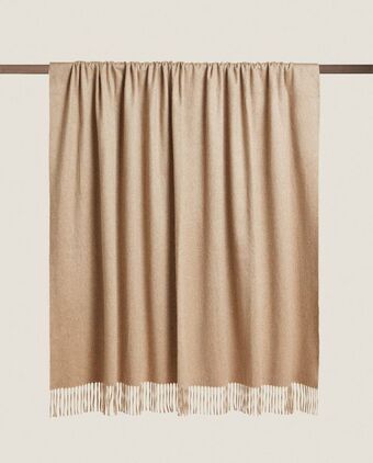 ZARA HOME Kaszmirowy koc z frędzlami oferta