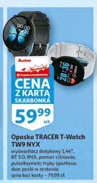 Auchan Opaska t-watch tw9 nyx czarna tracer oferta